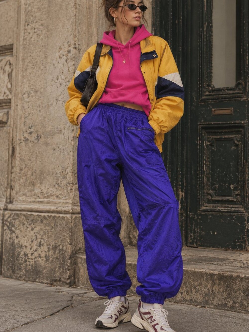 Vintage Oleg Cassini Nylon Track Pants – Royal Purple – Size M